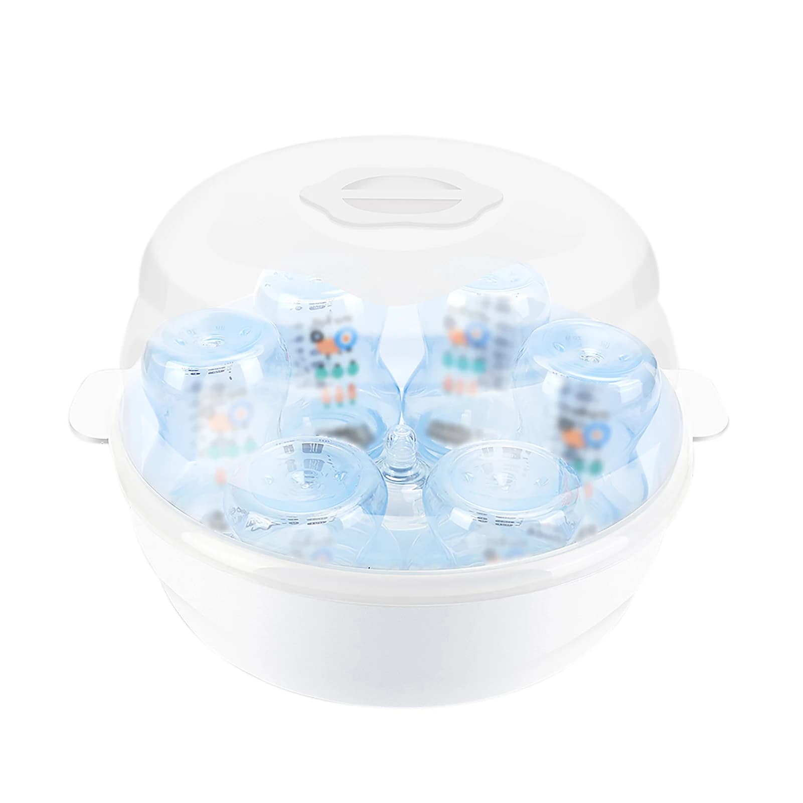 Mikrowellen-Flaschensterilisator, Dampfsterilisator, passend für 6 Babyflaschen für Babyflaschen, Schnullerbecher, Desinfektion in 2–6 Minuten