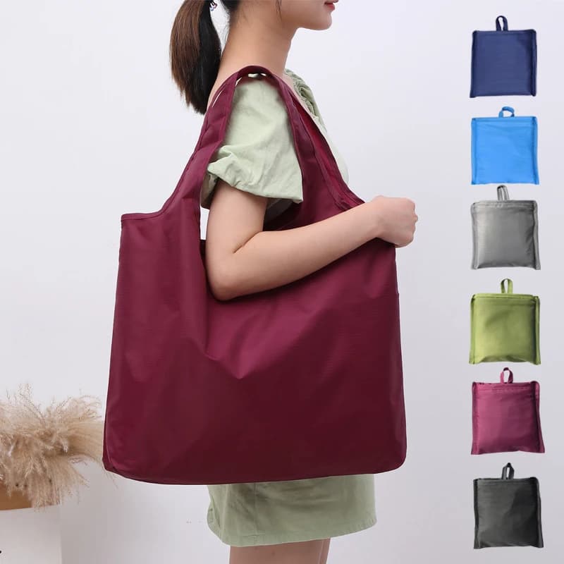 Große Umweltfreundliche Faltbare Einkaufstasche Wiederverwendbare Tragbare Schultertasche für Reisen und Lebensmittel Einfache Einfarbige