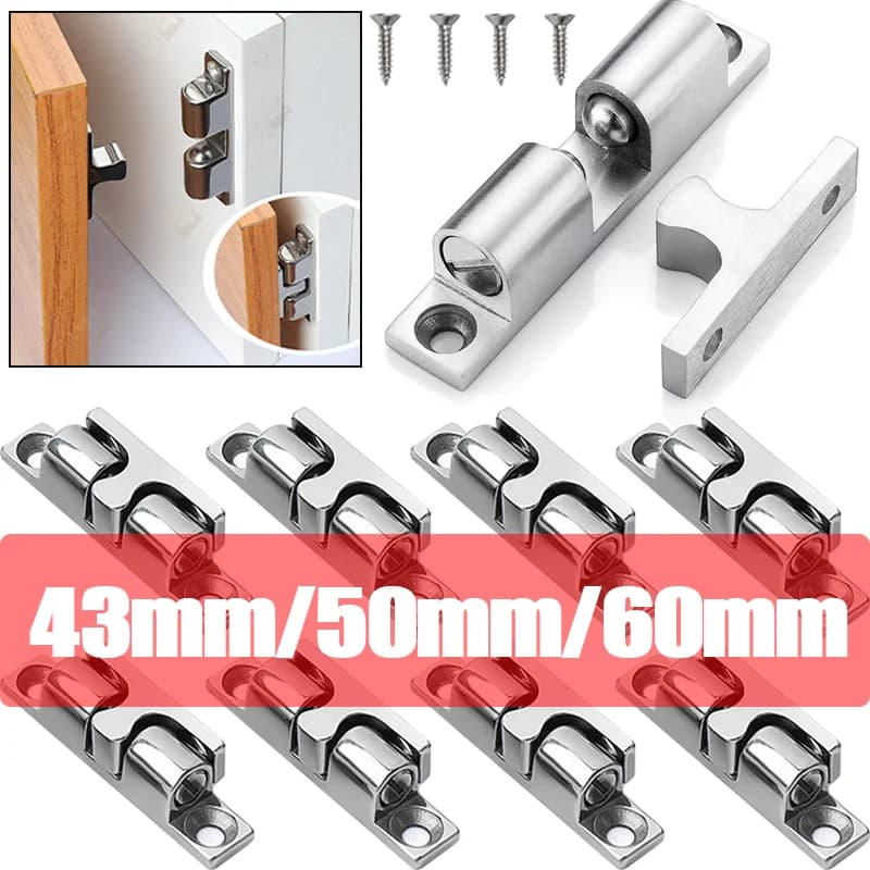 1/5 Stücke Doppelkugel Türriegel Federkugel Schubladenschloss Möbel Schrank Schranktür Verstellbarer Riegel Messing Türschnalle 43/50/60mm