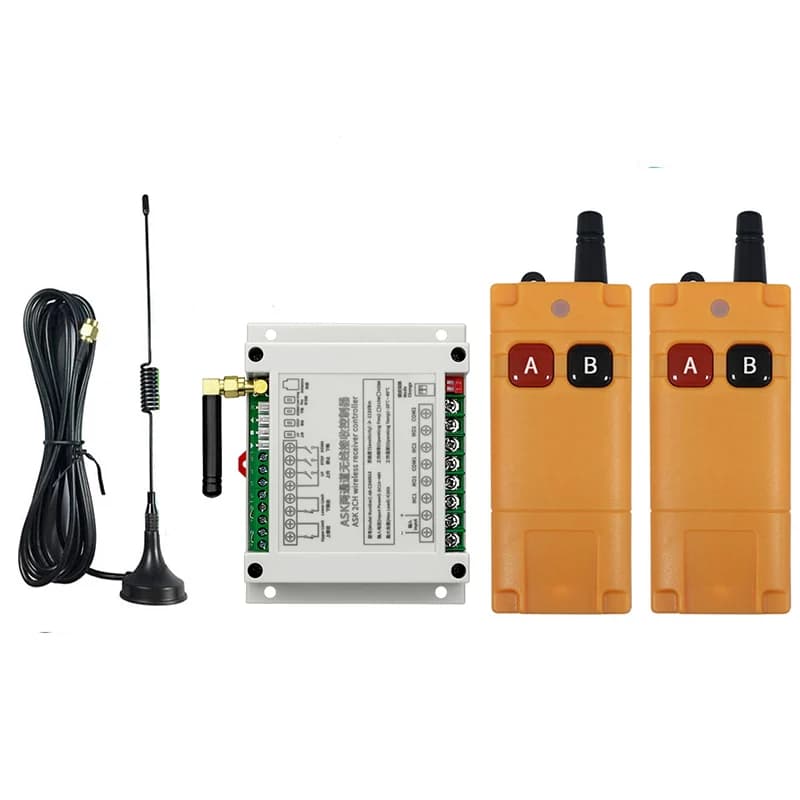 433MHz 2000M DC12V 24V 36V 48V 2CH 30A Relais RF Drahtlose Fernbedienung Schalter Industrielle empfänger Saug Antenne Für Garage