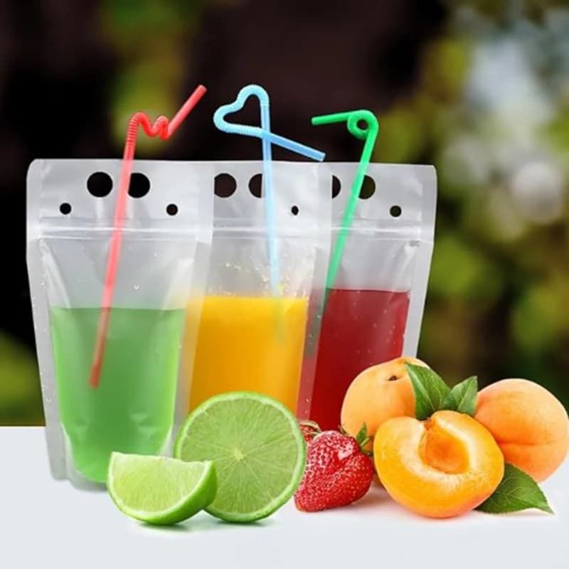 100 Getränke beutel durchscheinende gefrier bare Saft beutel geschlossene Plastiktüten mit Reiß verschluss für heiße und kalte Getränke beutel
