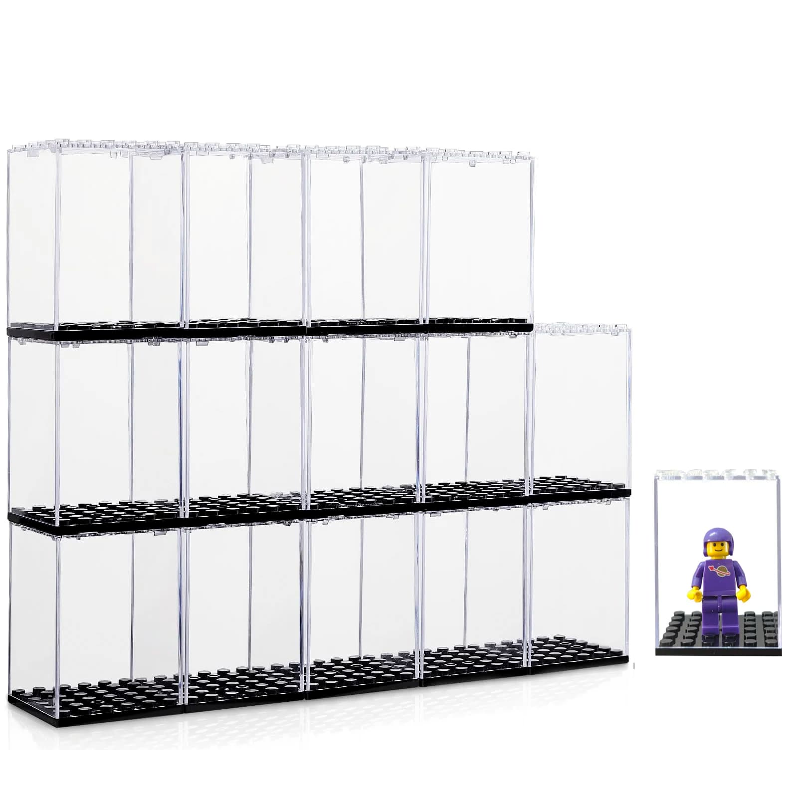Acryl-Minifiguren-Vitrine, Stapelbare Acryl-Aufbewahrungsbox für Sammlungen, Bausteine, Spielzeugmodelle und Minifiguren