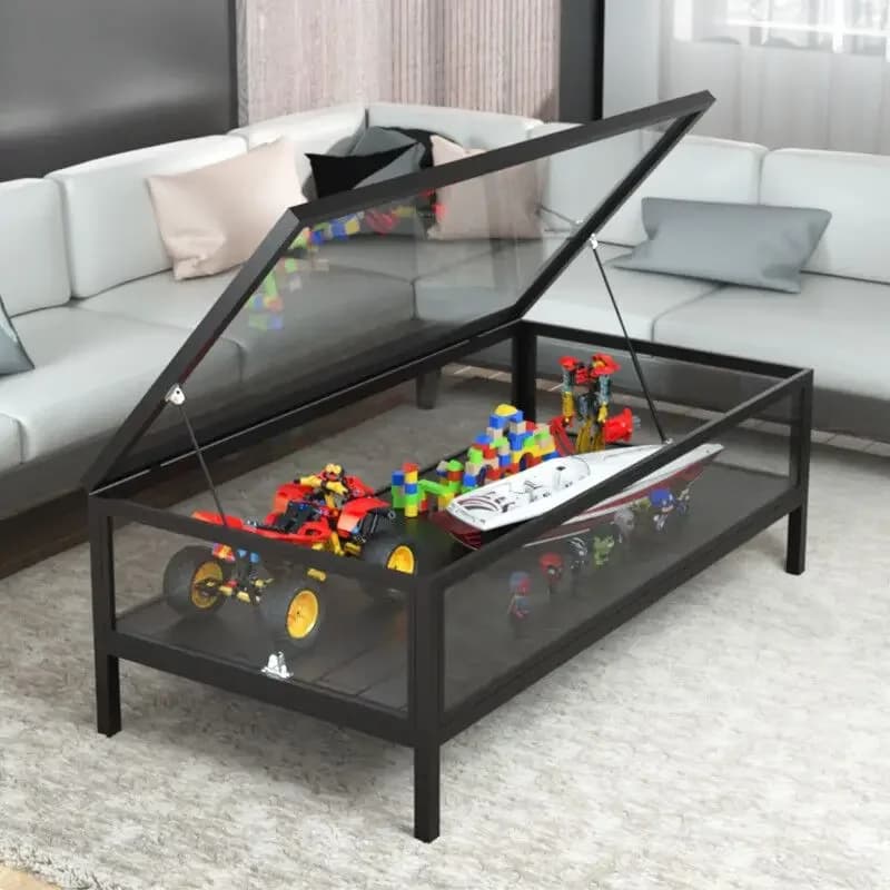 Maßgeschneiderter nordischer Couchtisch, Wohnzimmer, kleine Einheit aus gehärtetem Glas für den Haushalt, tragbare Aufbewahrungs- und Vitrine