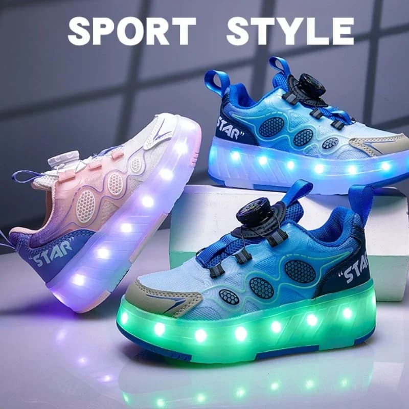Kinder Roller Skating Schuhe Anti-kollision Langlebige Wanderschuhe Led-leuchten USB Lade Vier-rad Skate Schuhe für Kinder