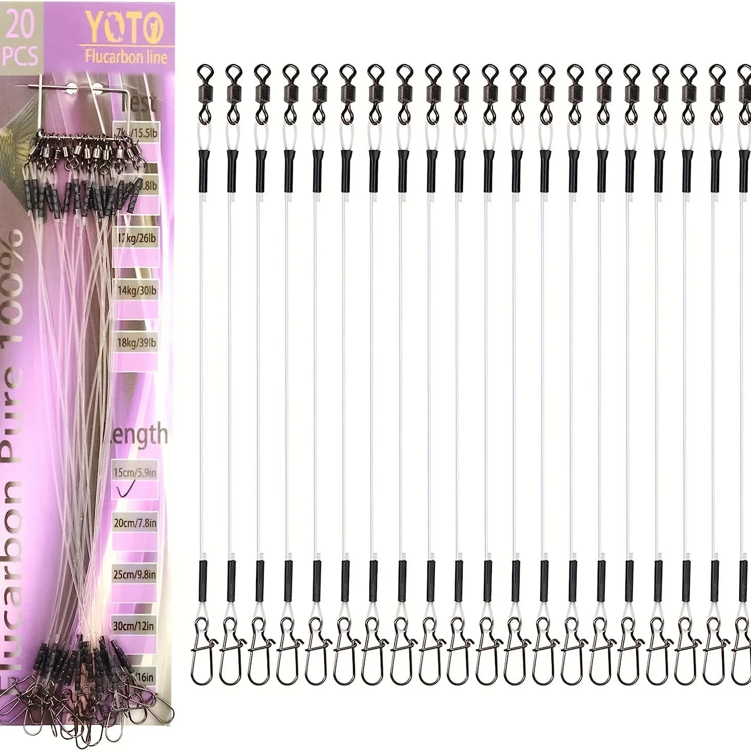 100 % Fluorkohlenstoff-Angelschnur, rollende Rotation und schnell verriegelnde Drucktest-Fluorkohlenstoff-Angelschnur, 7–18 kg
