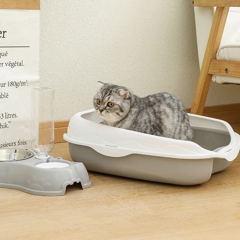 Halbgeschlossene Katzentoilette, spritzwassergeschützt, Katzentoilette, großes Kätzchen, Reinigungsmittel, große Katzenkotschüssel,