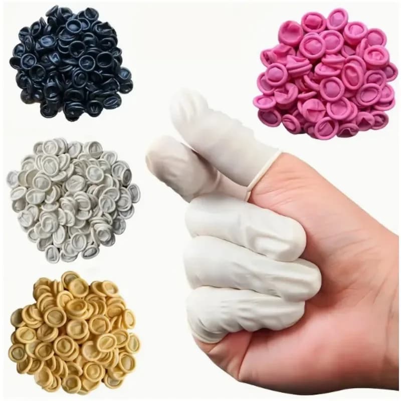 100 Stück mehrfarbige Einweg-Finger betten Anti-Rutsch-Latex puder frei gerollte Kante Finger betten Schönheit Friseur Tattoo-Werkzeuge