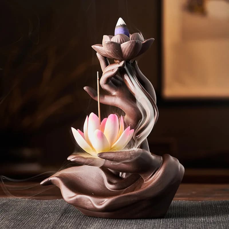 Keramik Rückfluss Weihrauch Herd Zen Buddha Hand kreative Heim textilien Agave Weihrauch Herd Weihrauch Einsatz Platte Dekoration