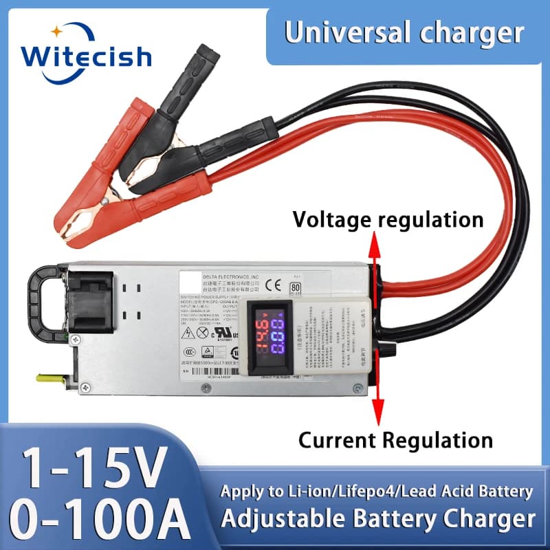 12V 100A Autobatterieladegerät 60a 80A für LiFePO4/Lithiumbatterien 12,6V/14,6V 40a 50a Auto-Schnellladung Hochleistungsadapter-Display