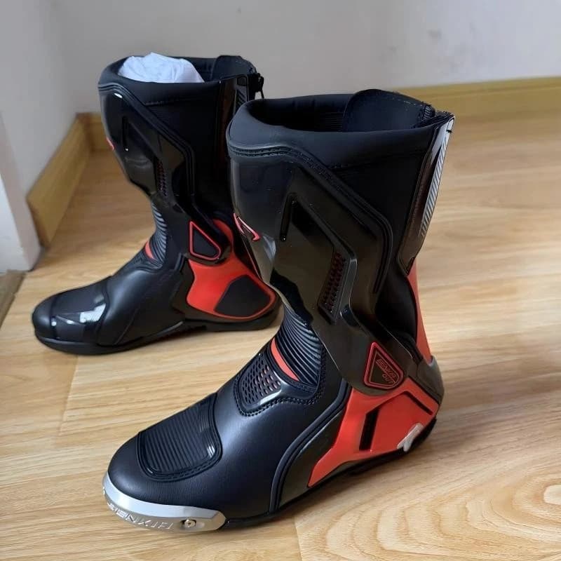 BENKIA CE-zertifizierte Motorrad-Rennstiefel für Herren, Rennstrecken-Sportstiefel mit Knöchelschutz, Offroad-Rallye-Schuhe für Herbst und Winter
