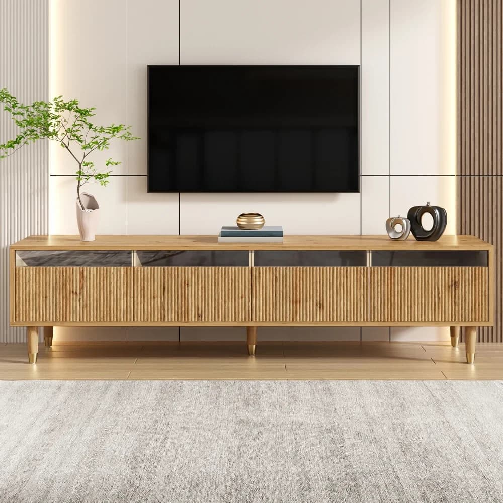 Moderner TV-Schrank aus Holz, 178 cm – minimalistisches Design, großer Stauraum, 4 Schubladen, Acryl, ideal für Wohnzimmer, stabil, stilvoll