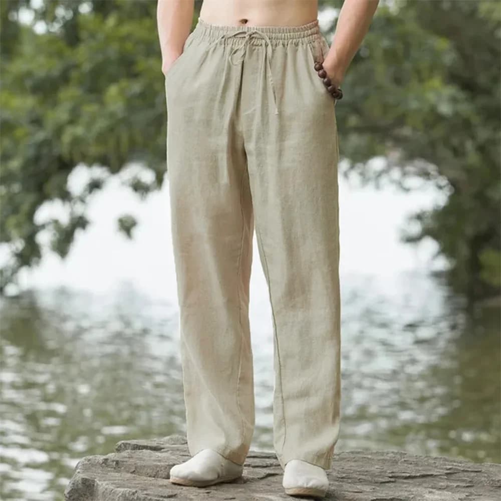 Männer Strand Hosen Jogger Streetwear Baumwolle Leinen Jogginghose Casual Hosen Hawaiian Urlaub Lose Sommer Lange