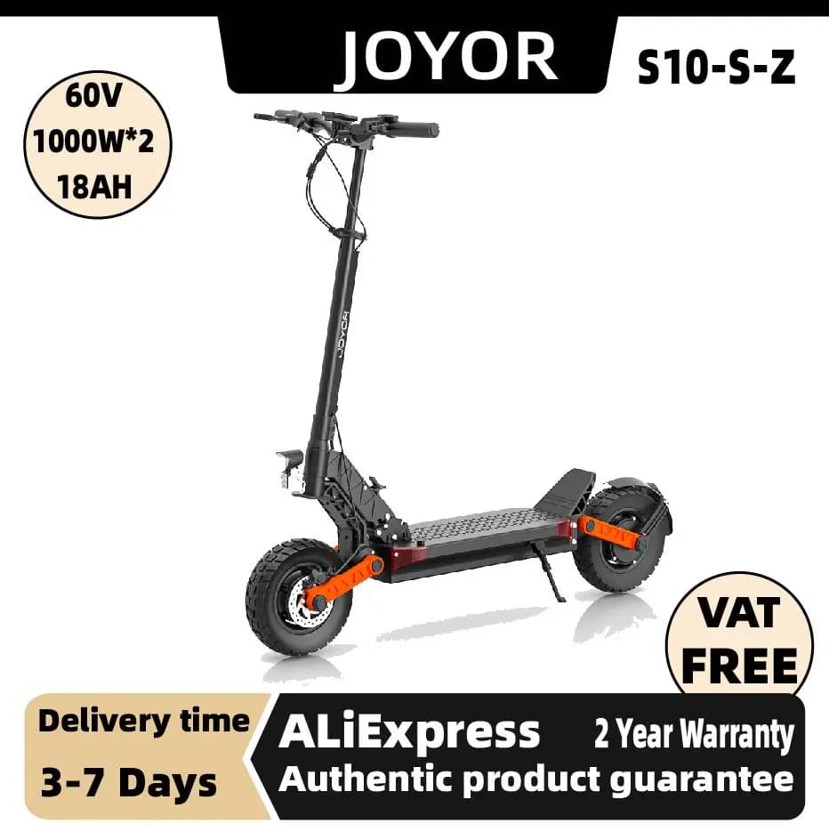 JOYOR S10-S-Z Elektroroller 10 Zoll Luftreifen Erwachsenen E-Scooter 60V 18Ah 2*1000W Doppelmotor E-Scooter City E-Scooter