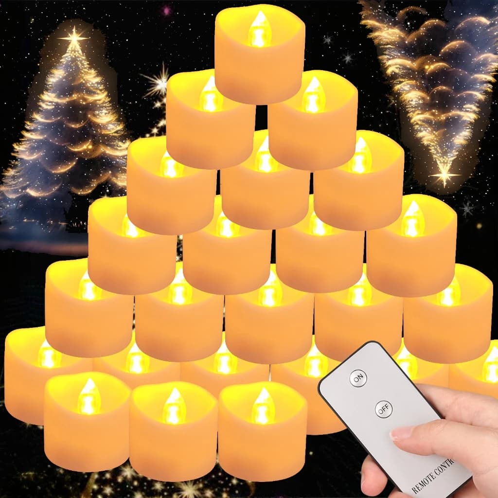 Flammenlose flackernde LED-Teelichter mit Fernbedienung, 200+ Stunden elektronische Kerzen für Votiv, Hochzeit, Weihnachten, Halloween, Dekoration
