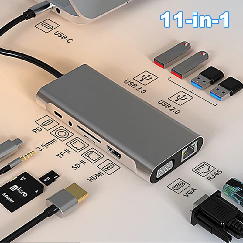4K 30Hz USB C Docking Station Typ C zu HDMI-kompatibel VGA RJ45 Adapter USB 3,0 HUB splitter Für Laptop Macbook Air M1 iPad Pro