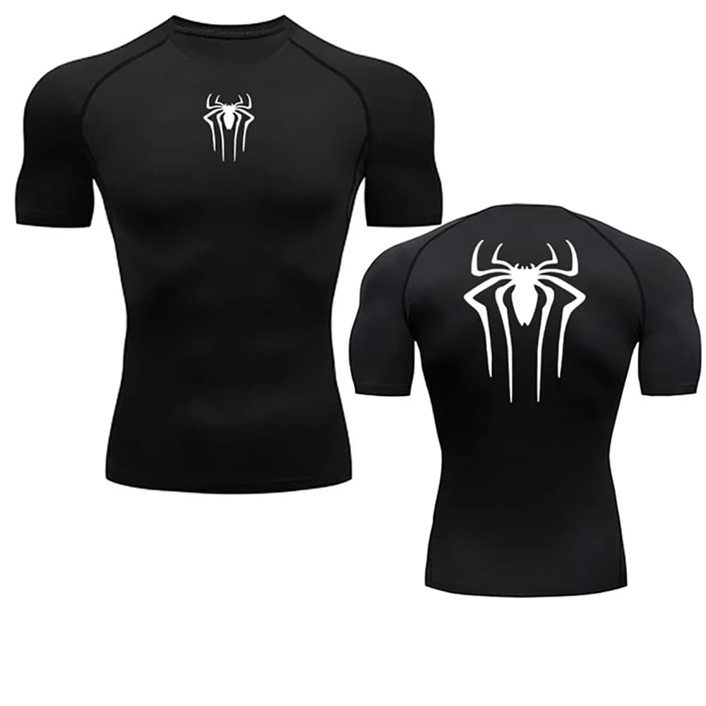 Sommer Männer Fitness schnell trocknen T-Shirts Spinnen druck sportliche Kompression hemden atmungsaktive lässige Kurzarm enge T-Shirts y2k