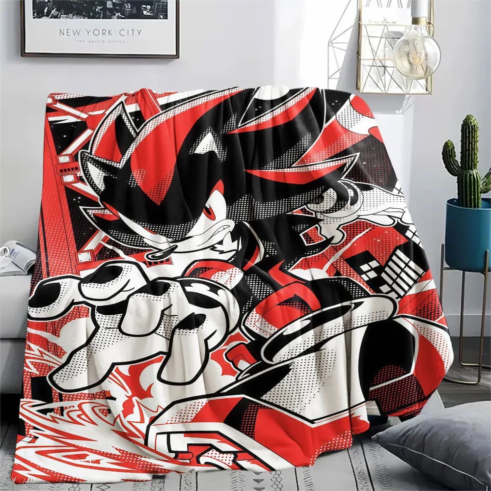Black Shadow Sonic Dark Form Flanelldecke, Geburtstags- und Weihnachtsgeschenk, Dark Shadow Fan-Überwurf für die Inneneinrichtung.chl
