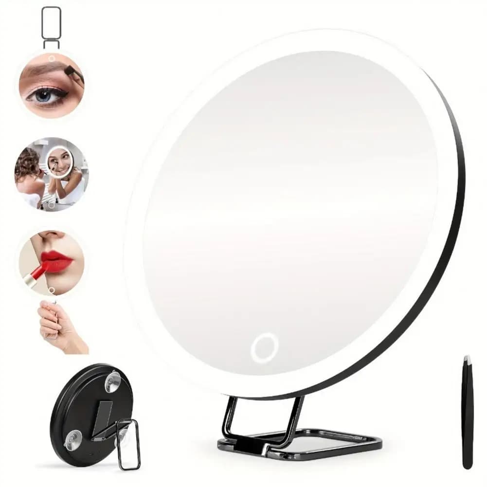 10/20/30-fache Vergrößerungsspiegel mit LED-Licht, Pinzette, 360-Grad-Dreh-Wandbehang, Desktop-vergrößerter Make-up-Kosmetikspiegel für Zuhause