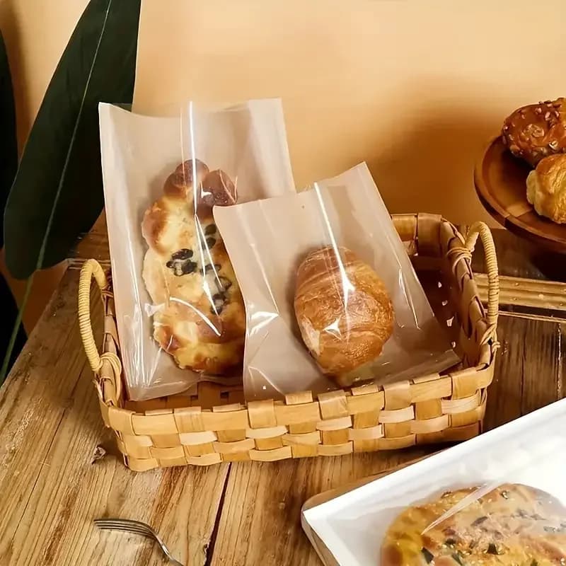 100-teilige braune Kraft-Toastbeutel mit klarem Fenster – wasserdichte, ölbeständige, selbstverschließende Backbeutel für Brot und Gebäck