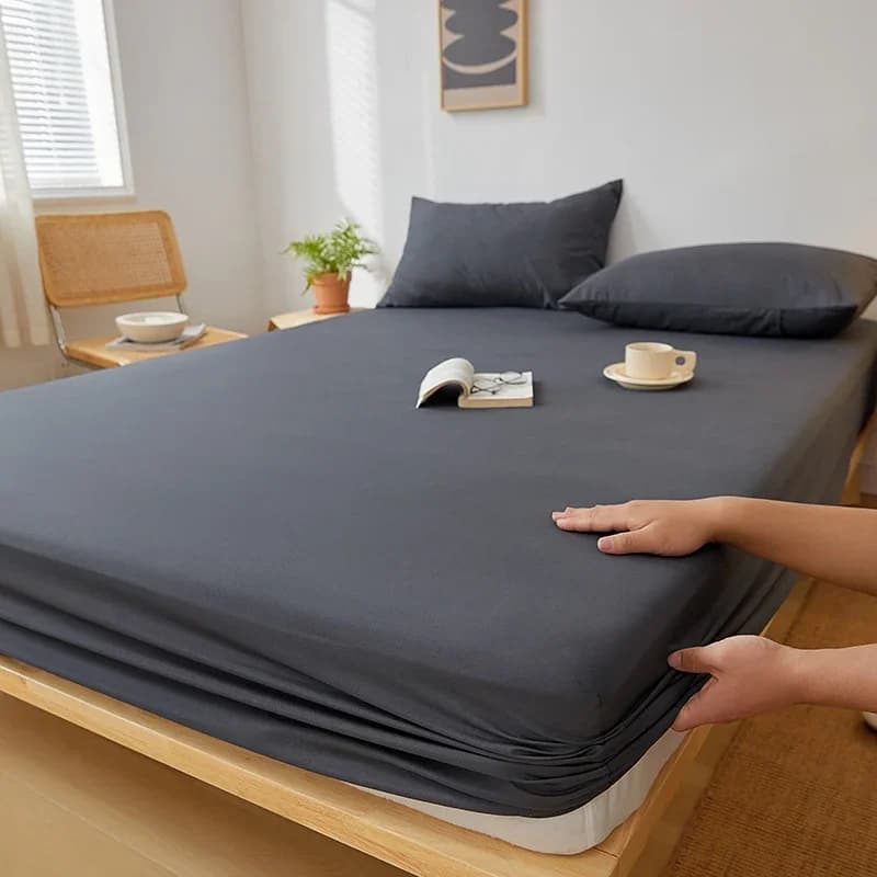 Baumwoll-Spannbettlaken mit Gummibändern, rutschfester, verstellbarer Matratzenbezug für Doppelbett, King-Size-Size-Bett, 140 x 200, 160 x 200, 200