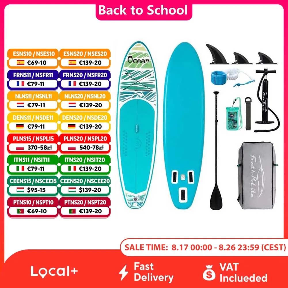FunWater Stand Up Paddle Board, große Größe, 335 x 85 x 15 cm, aufblasbares Paddelbrett, Surfbrett, Surf-Sup-Board, rutschfestes Paddle-Board