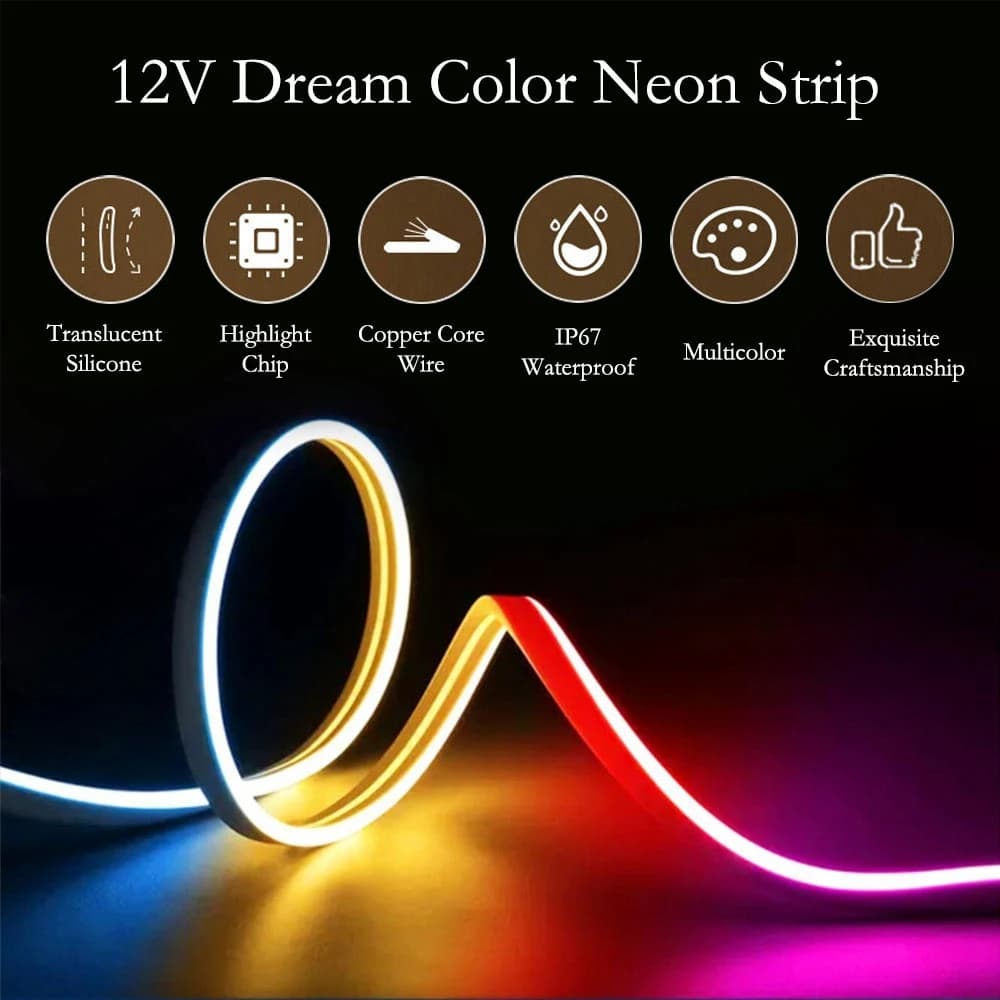 DC12V WS2811 Traum Farbe T0612 RGB LED Neon Streifen Einzeln Adressierbaren Smart IC Pixel Lichter Band IP67 Wasserdicht