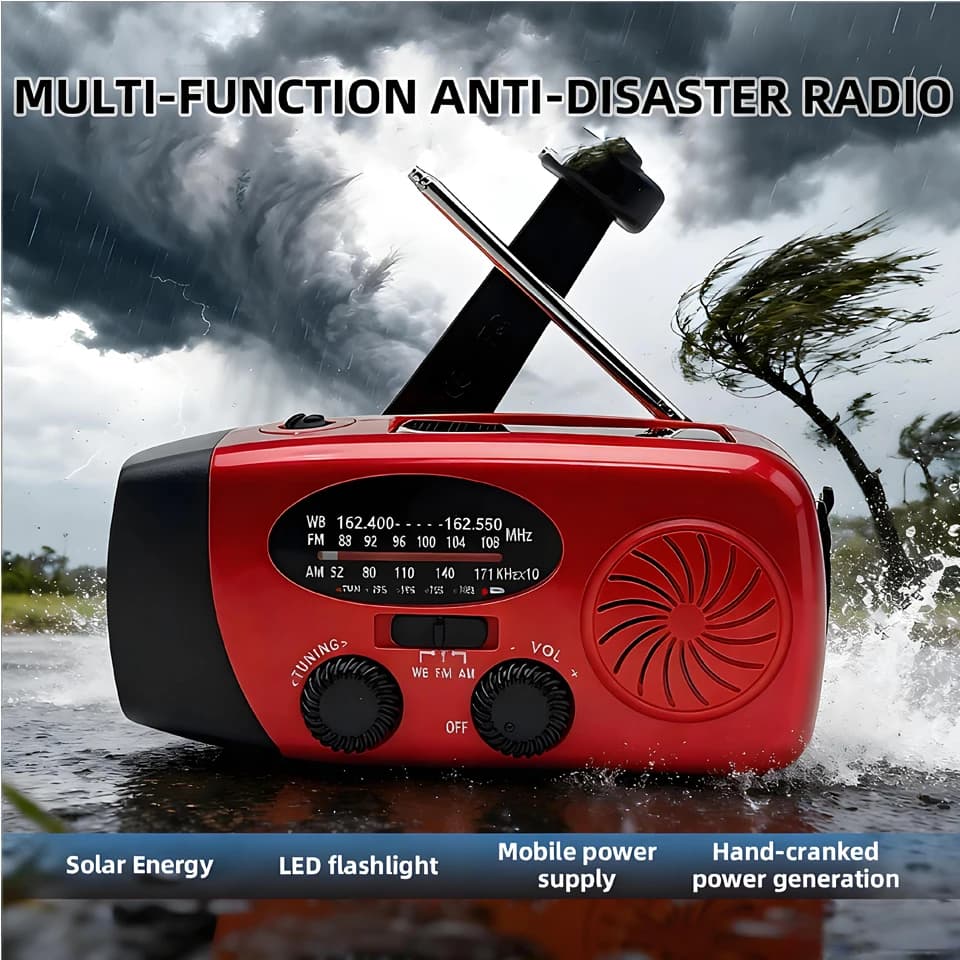 Multifunktionaler Handkurbel-Stromgenerator Radio Solar-Taschenlampe Outdoor-Kampf-Katastrophenschutz FM AM WB NOAA Powerbank