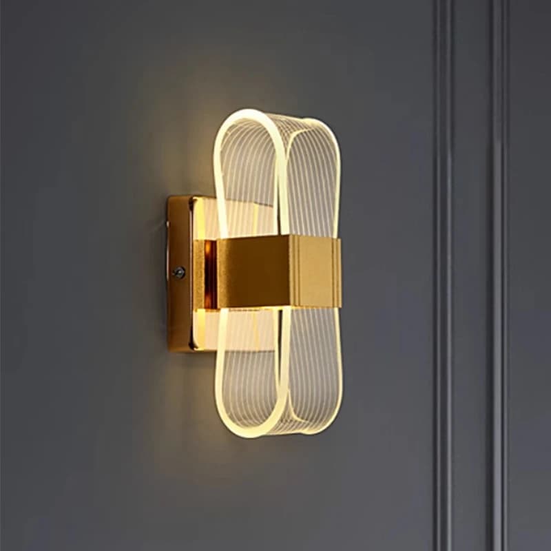 Acryl Aluminium Wand Nachttischlampe Warmes Licht Glanz Moderne Mode Nordic Einfache Home Living Esszimmer Dekor