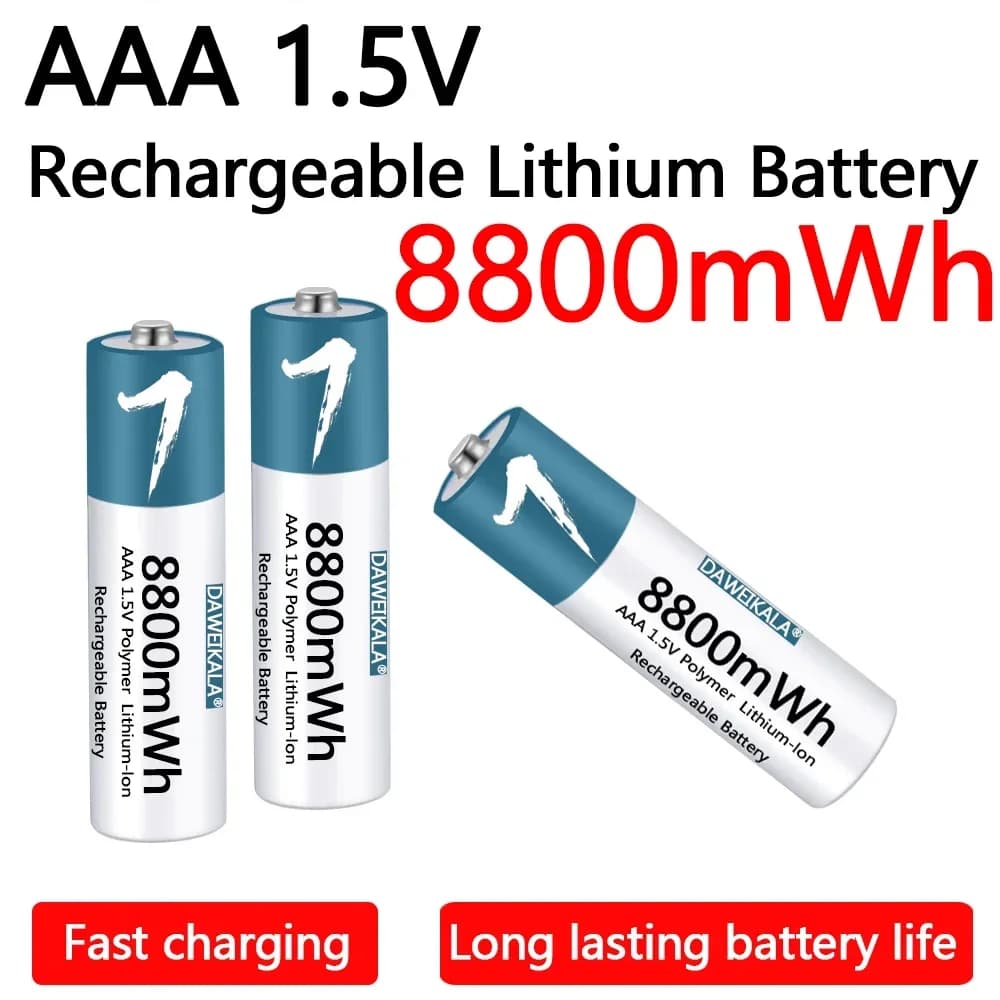1,5 V AAA-Batterie, wiederaufladbarer Lithium-Ionen-Akku, 8800 mWh AAA-Batterie für ferngesteuerte Maus, kleiner Ventilator, elektrisches Spielzeug