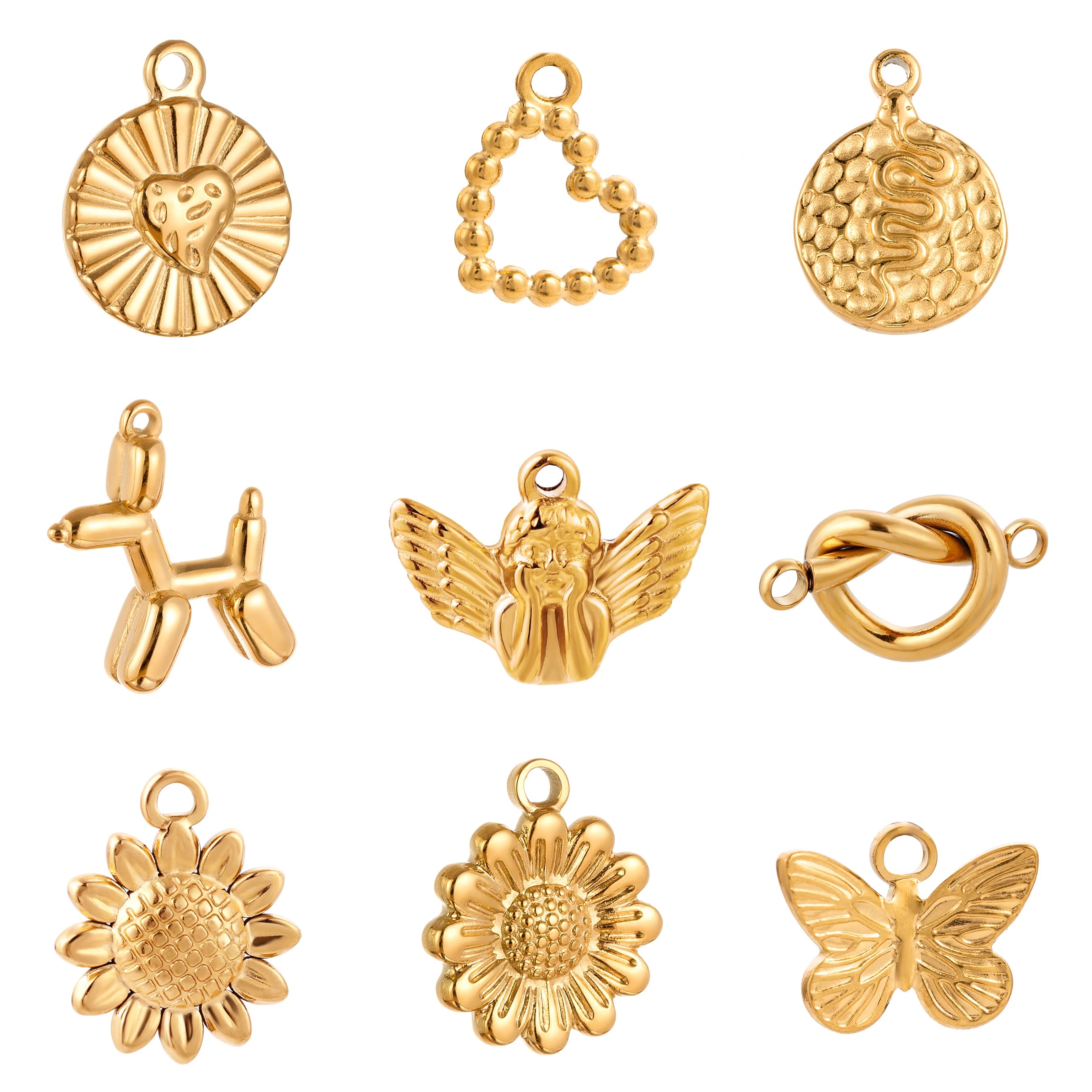 3PCS Edelstahl Herz Schmetterling Sonnenblume Schlange Niedlichen Hund Charms Für Schmuck Machen Liefert Diy Halskette Ohrringe Armband