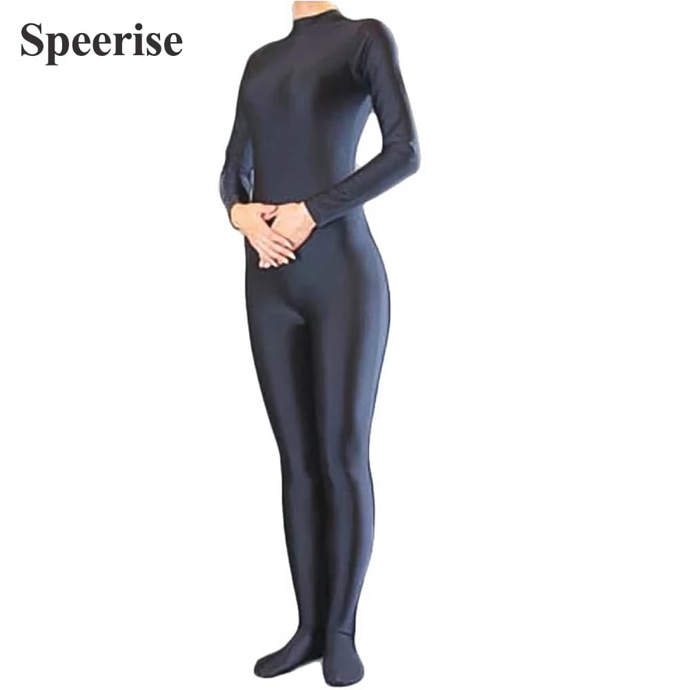 Erwachsene Neuheit Ganzanzug Nylon Einteiler Catsuit Ganzkörper Zentai Bodysuit Halloween Cosplay Kostüme Spandex Fußzeile Reißverschluss hinten