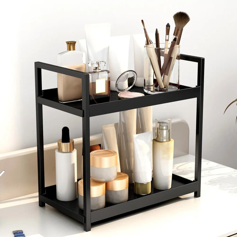 2-stufiges Küchenthekenregal, Badezimmer-Arbeitsplatten-Organizer, Arbeitsplatten-Aufbewahrungsregal für Wohnzimmer, Schlafzimmer, Schminktisch