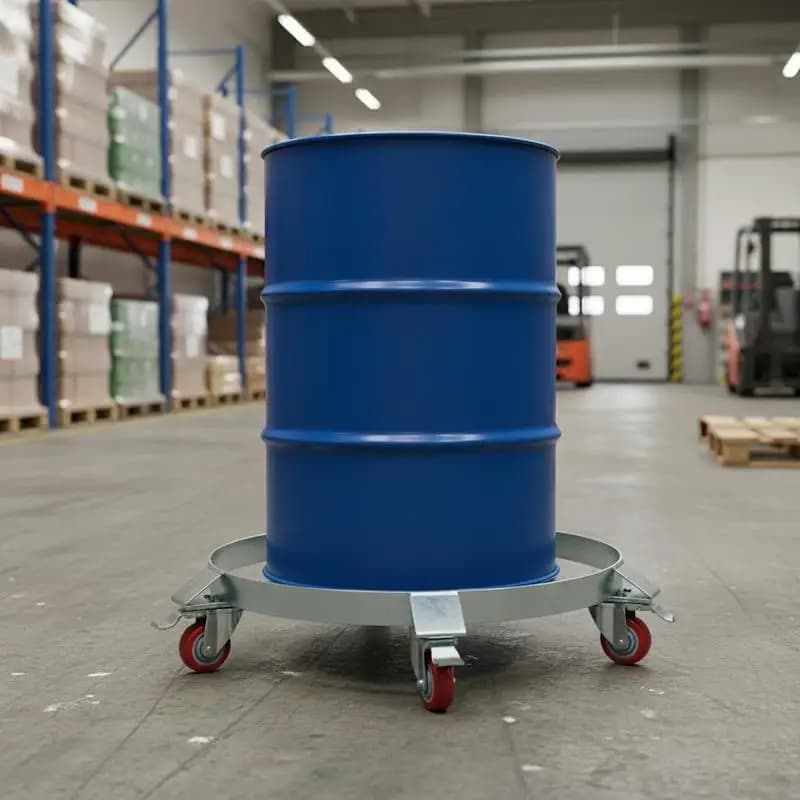 Fasswagen 250 L, Tragfähigkeit 454 kg, Rollwagen mit 4 Schwenkrollen, Stahlrahmen, Rollsockel, Werkzeug für die Handhabung von Fässern, Trommeln,