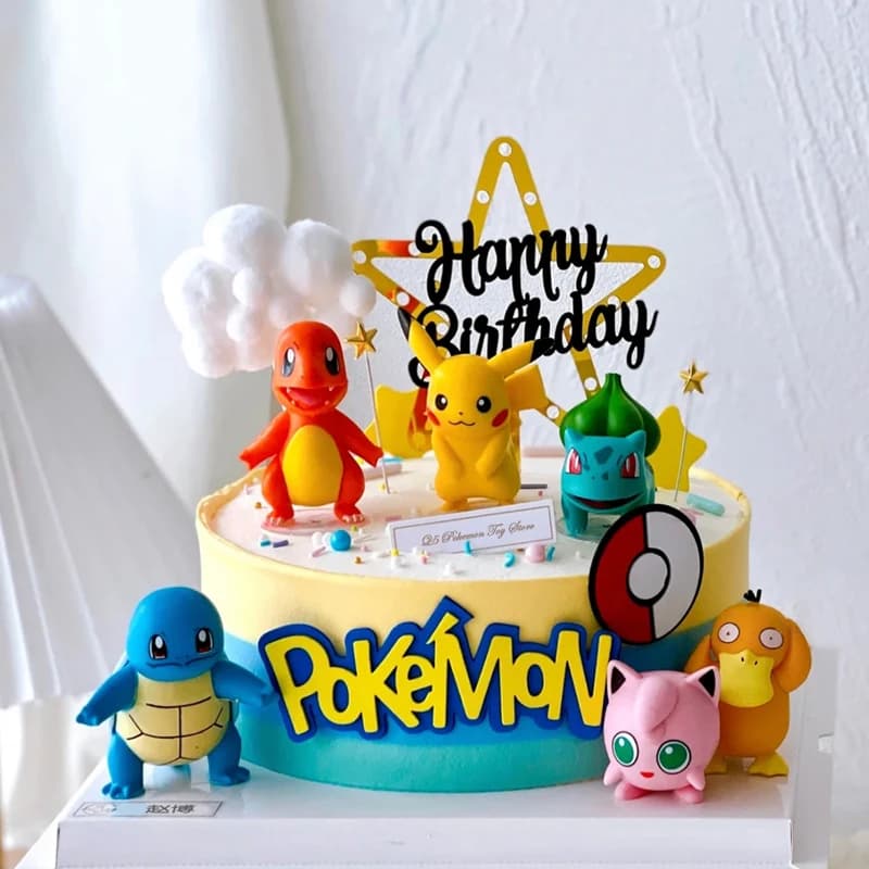 13-teiliges Pokemon Tortendekorations-Set Pikachu Anime-Figur Party Happy Birthday Pokemon Kuchendekoration Zubehör Ornamente Geschenk