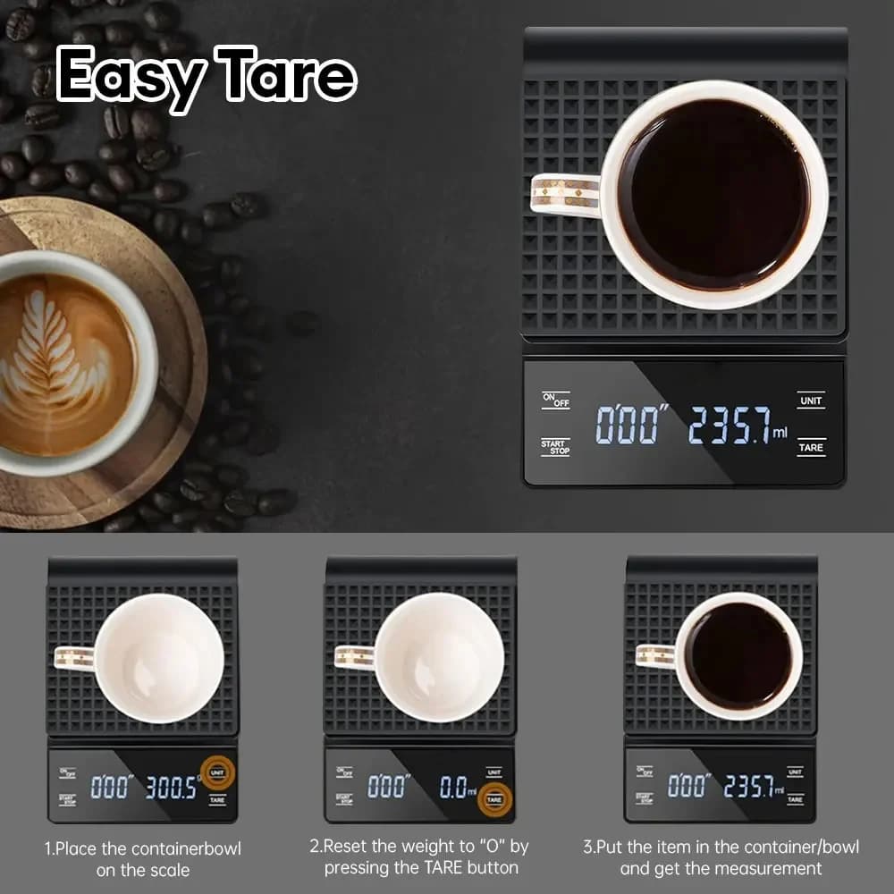 3 kg/0,1 g Kaffeewaage mit Timer, Küchenutensilien, digitale Multifunktions-Waage zum Übergießen von Tropfen, Espresso-Waage, LCD-Display