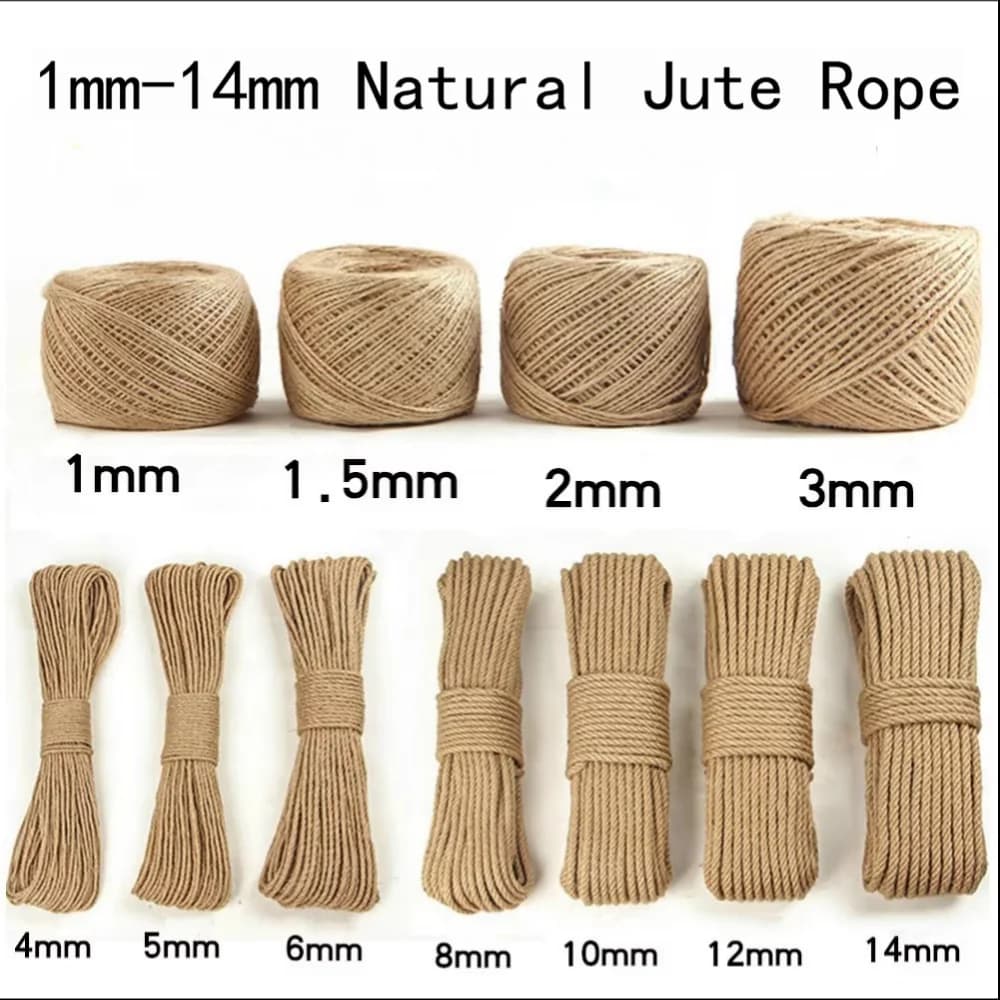 1mm-14mm Natürliche Jute-Schnur Kordel Band Bastelmaterial DIY Hochzeit Jute-Faden Handgemachte Näharbeit Party Weihnachten Heim-Dekoration