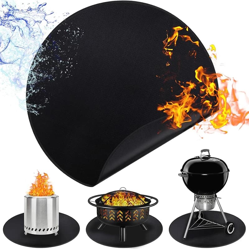 LMETJMA Feuerstellenmatte unter Grillmatte, runde Grillmatte, feuerfeste Untergrillmatte, ölbeständige, wasserdichte Grillunterlage für Deck JT334