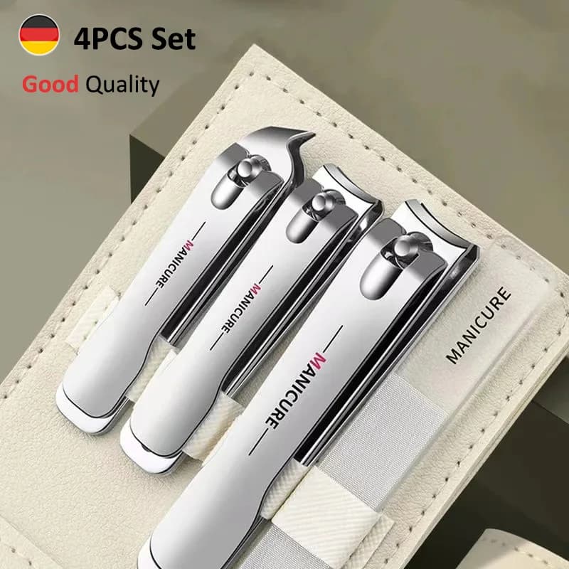 Neues Nagelknipser-Set, 4-teilig, mit drehbarer Ledertasche, professioneller Trimmer, Pediküre-Pflegewerkzeuge, Maniküre-Set, Heimpflege-Geschenk