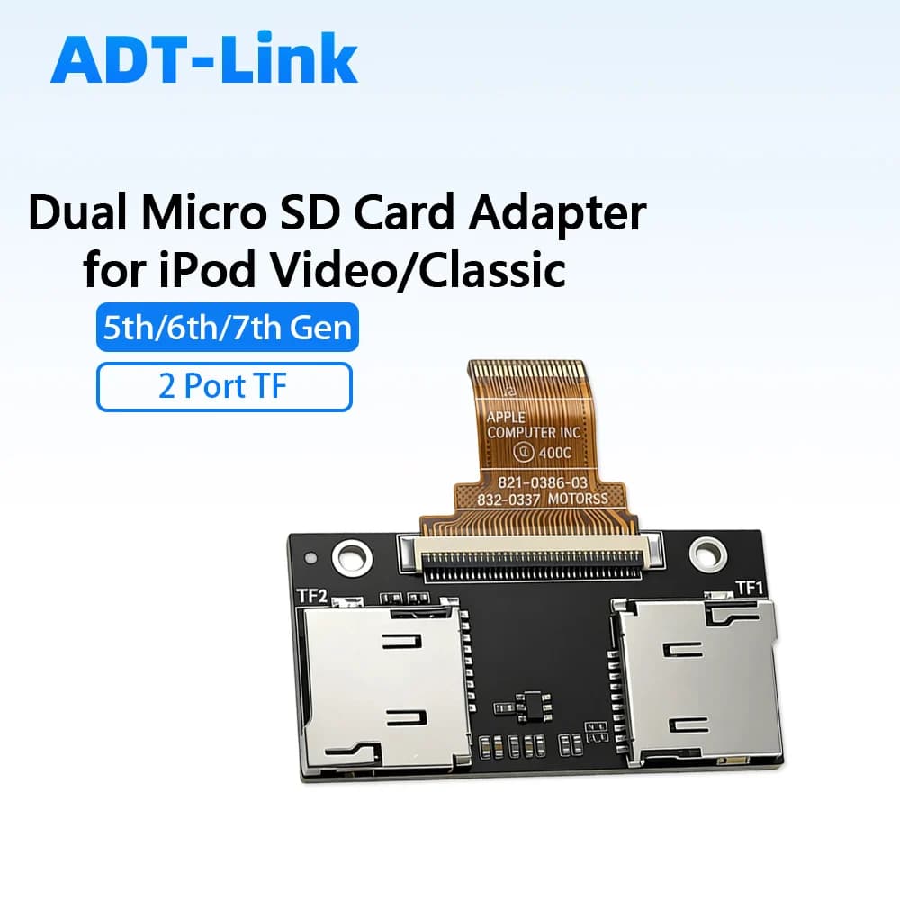 2-Port / Dual TF (Micro SD) Kartenadapter für IPod Video / IPod Classic 3-7 Geräte 5.5. 5. 6. 7. Generation IFlash TF zu CE/ZIF40