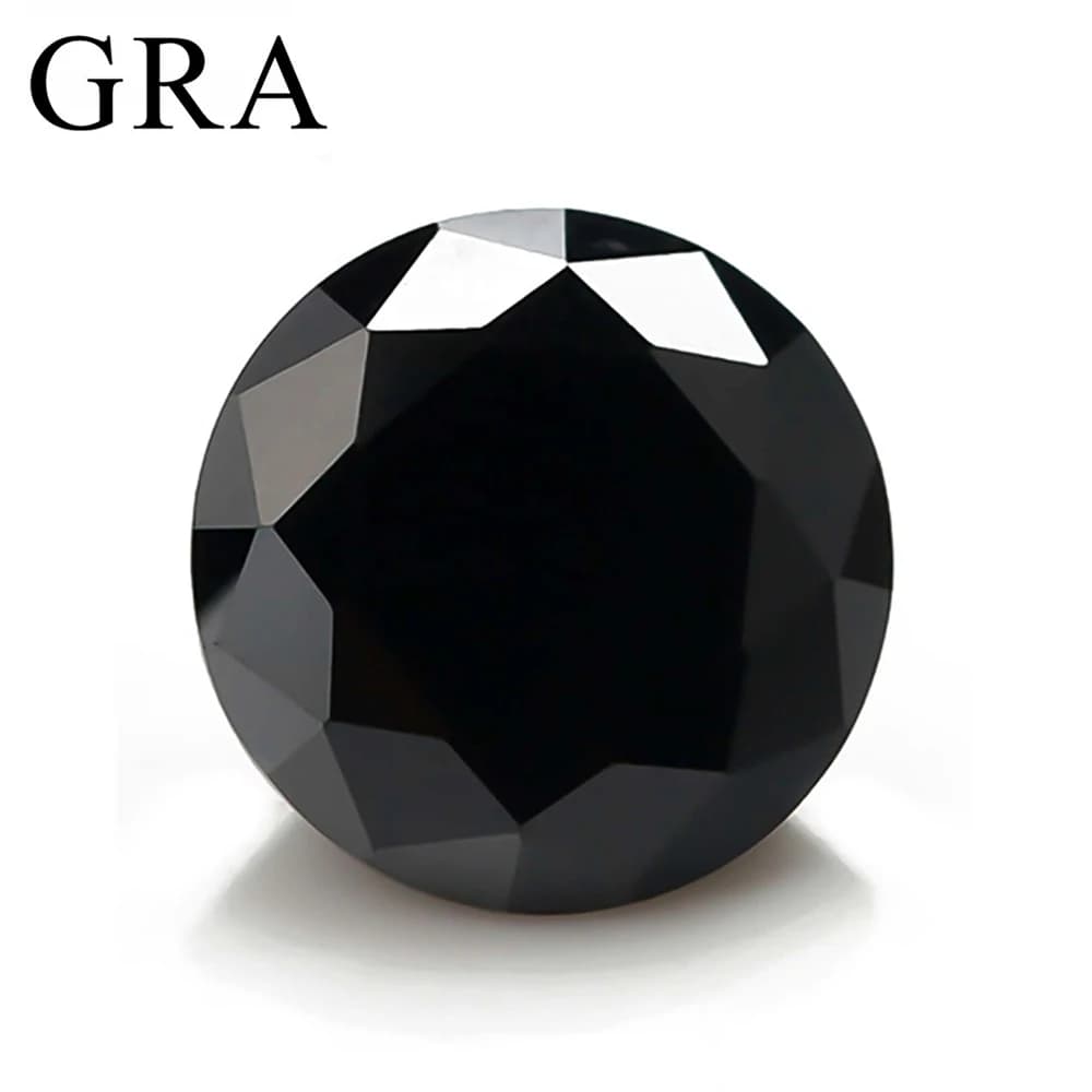 Echte runde schwarze Moissanit-Steine, 0,1 ct bis 20 ct, ausgezeichneter Labor-Lab-lose Edelsteine im VVS1-Schliff, bestehen Sie den Diamanttester