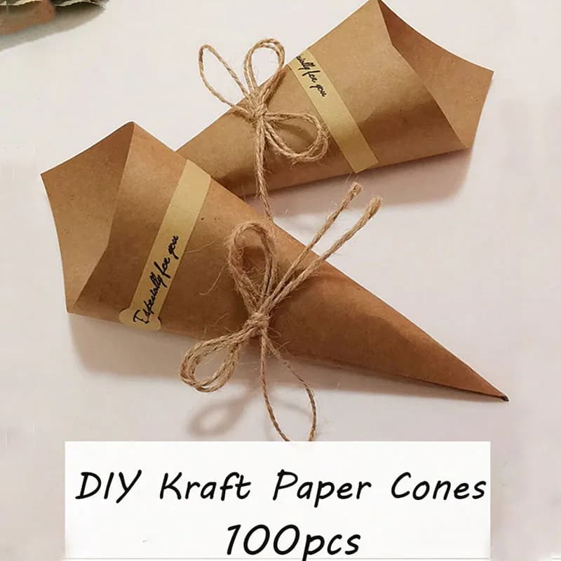 100 stücke diy natürliches Kraft papier Konfetti Kegel getrocknet Rosenblatt Geschenk papier Kegel für Hochzeit Geburtstags feier Festival Dekor