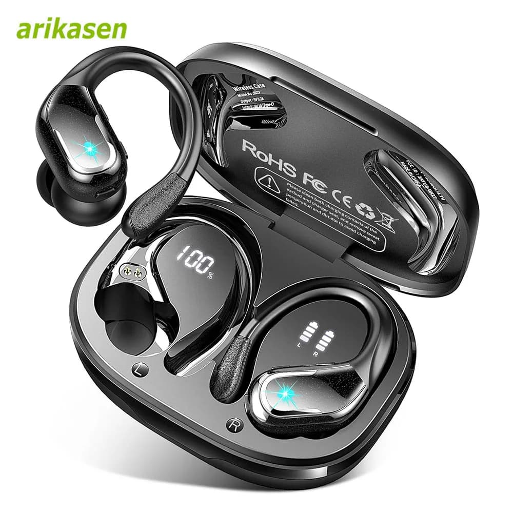 75 Stunden Bluetooth 5.3-Kopfhörer, IP7 wasserdicht, kabellose Kopfhörer mit ENC-Geräuschunterdrückung, tiefer Bass, für Sport, Workout,