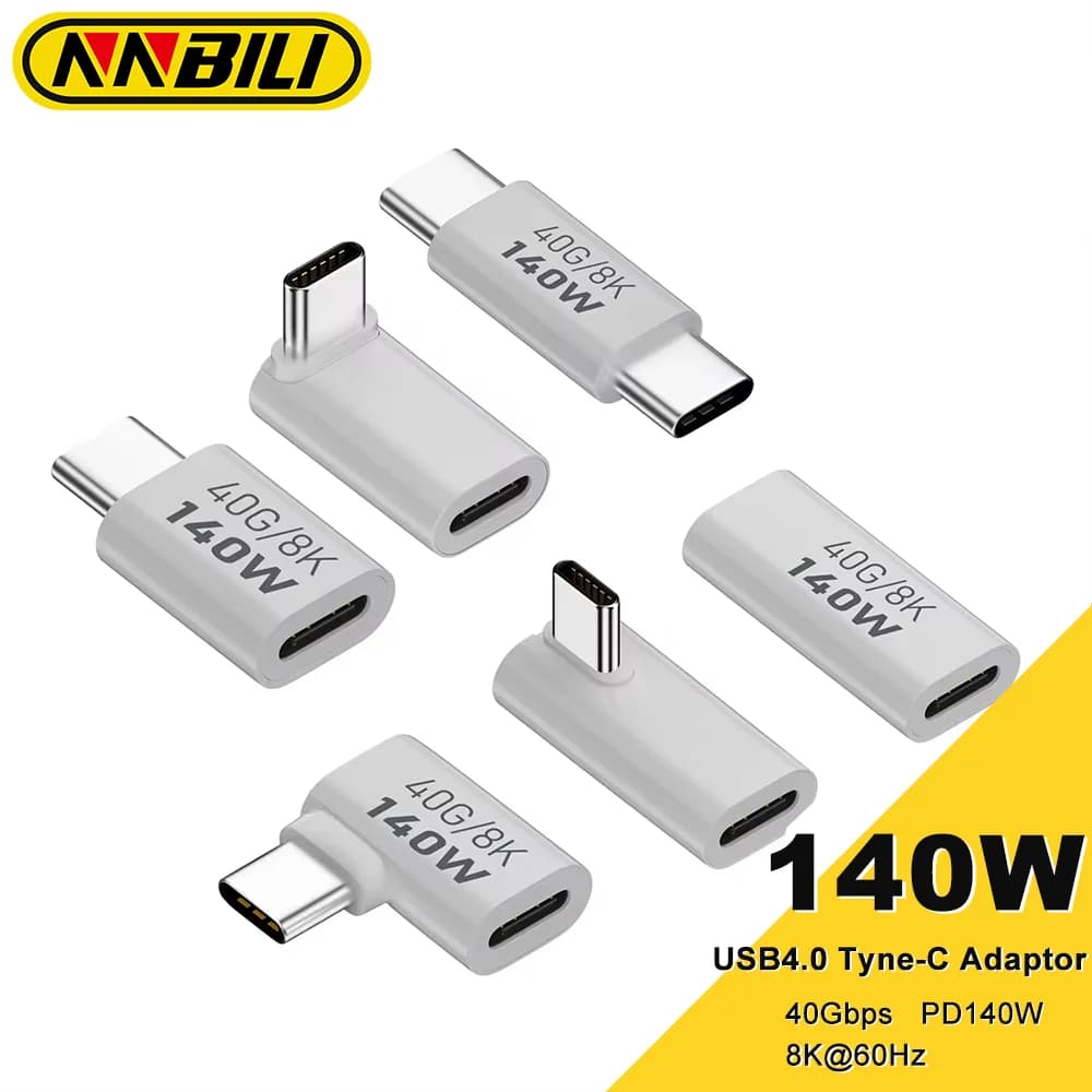 NNBILI PD140W USB-C-Buchse auf Stecker-Adapter PD 3.1 Thunderbolt 3 40 Gbit/s Datenübertragung 8K bei 60 Hz Verlängerungsstecker für MacBook