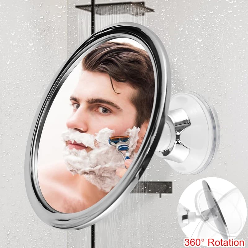 360 °   Drehbarer Duschspiegel für Badezimmer, beschlagfreier Make-up-Spiegel mit Halter, Saugnapf, Antibeschlag-Spiegel zum Rasieren, Make-up,