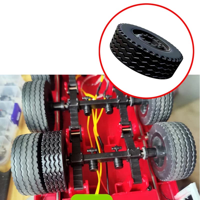 14mm Dicke Räder für Huina 501D Scania 770S RC Truck Modell TPU Weichgummi Doppelreifen Anhängernabe Zubehör Upgrade-Teile