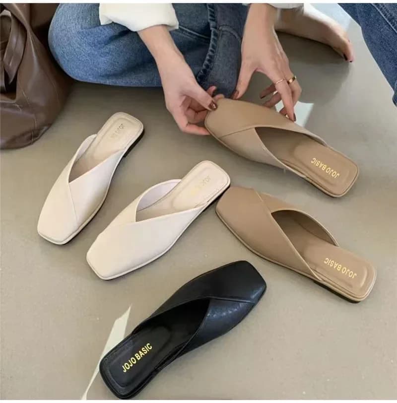 Damen-Pantoletten, Designer-Stil, quadratische Zehenpartie, 2025, Sommer-Damenmode-Hausschuhe, neue Slides, weiblich, draußen, Strandschuhe, große