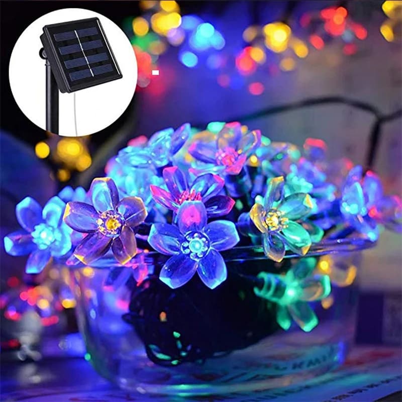 5 m 20 LED Solar-Lichterkette für den Außenbereich, wasserdicht, 8 Modi, batteriebetrieben, Kirschblumen-Licht, Weihnachten, Garten,