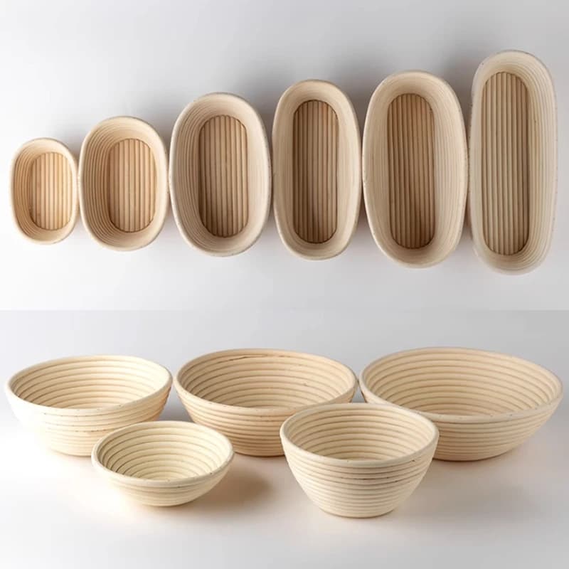 Natürlicher Rattan-Korb mit Einlagen, Teiggärkorb, Banneton-Brotschutzkörbe für Profis und Zuhause, Bäcker