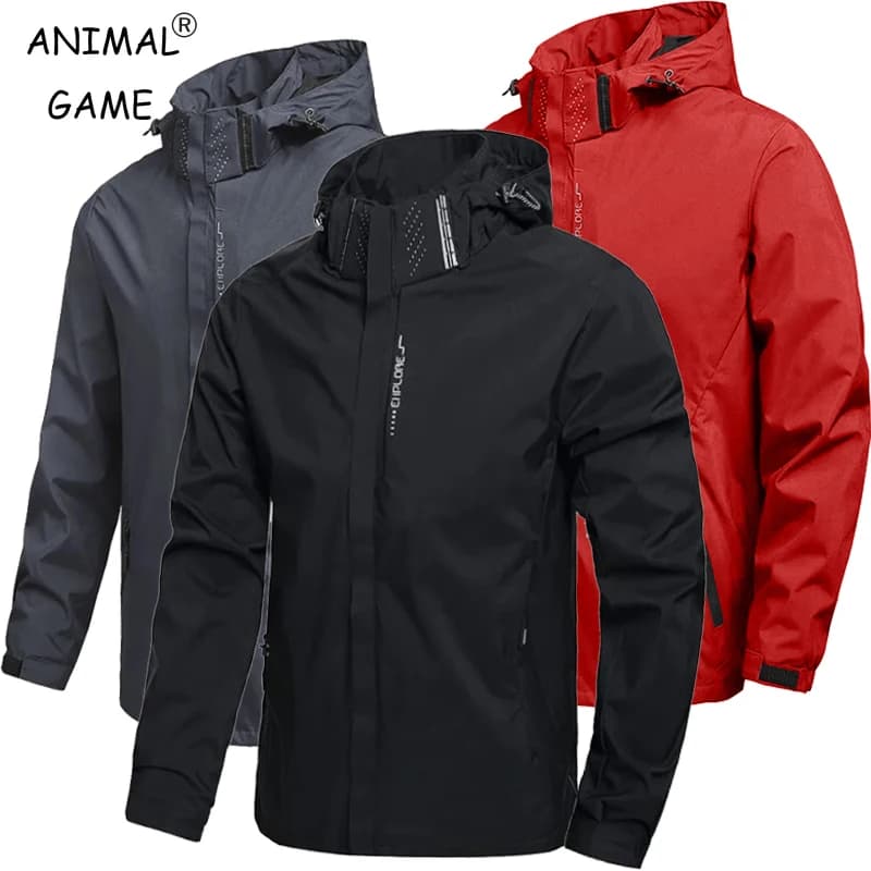 Herren Outdoor Wasserdichter Regenmantel Leichter Regenmantel mit Kapuze Streetwear Wandern Winddichte Jacke Klettern Outdoor-Jacken