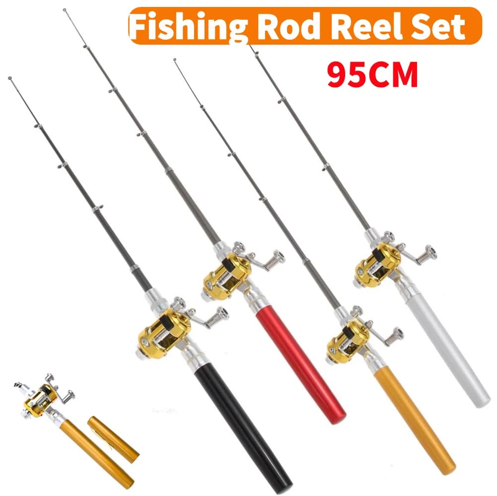 Angelrute Reel Combo Set Mini Teleskop Tasche Stift Angelrute Pol Angelrute Reel Stift Angelrute Kits Angeln Zubehör